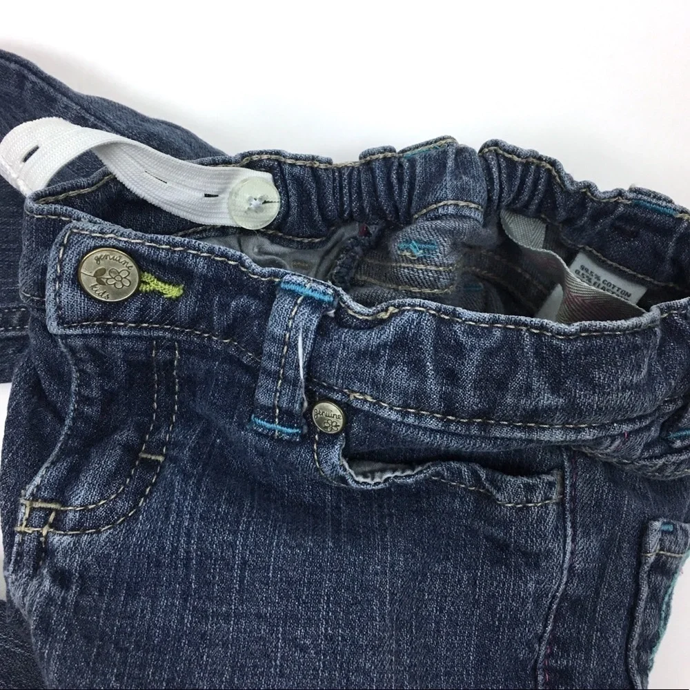 OSHKOSH Jeans Genuine Kids Embroidered Flowers Girly Cute Spring Denim Size 3T